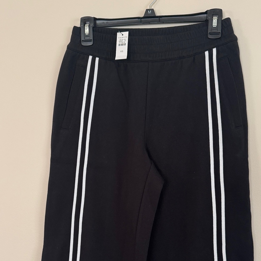 Talbots Casual Black Pants with White Stripes NWT - Picture 2 of 9